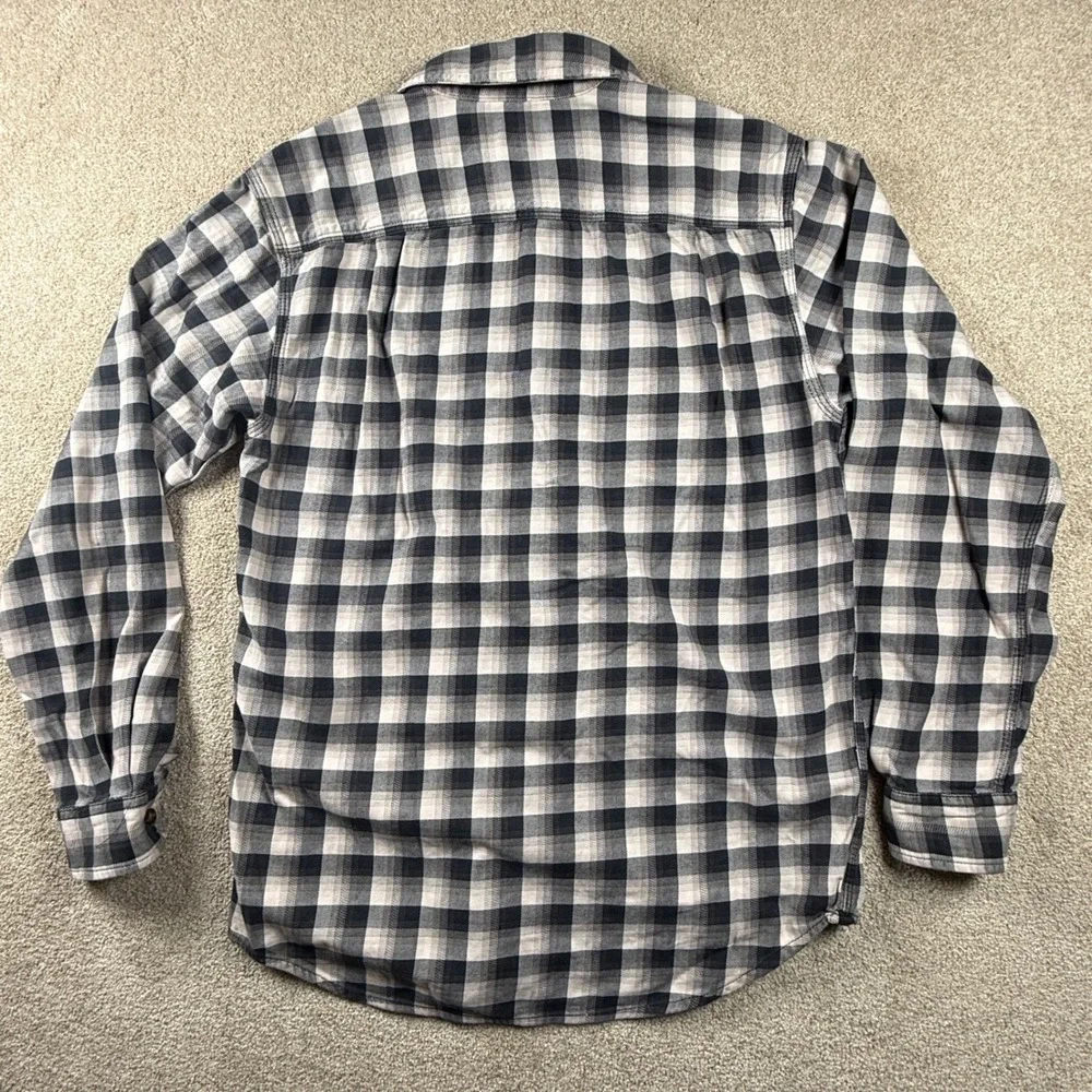 Carhartt Mens Relaxed Fit Buffalo Plaid Flannel Shirt Black White Small 1958